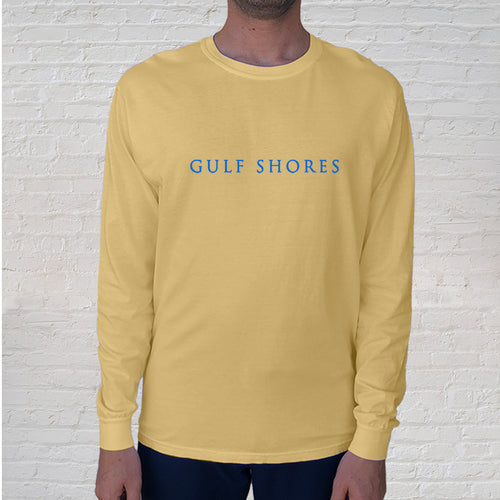  The Gulf Shores front imprint on a Butter Comfort Color long sleeve t-shirt is one of our best sellers. 