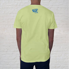 Load image into Gallery viewer, The back of the Neon Lemon t-shirt is&nbsp;branded with the Original Oyster House logo.
