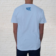 Load image into Gallery viewer, The back of Hydrangea Tee is branded with the Original Oyster House logo.
