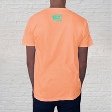 Load image into Gallery viewer, The back of Neon Cantaloupe Tee is branded with the Original Oyster House logo.
