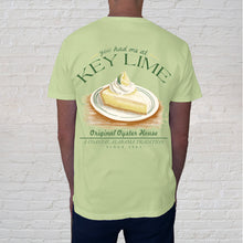 Load image into Gallery viewer, Key Lime Celedon back of tee: features an illustration of the Original Oyster House’s legendary key lime pie, it’s the perfect shirt for dessert lovers, key lime enthusiasts and anyone who knows the way to the heart is definitely through homemade pie.
