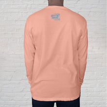 Load image into Gallery viewer, BACK: The Gulf Shores front imprint on a Peachy Comfort Color long sleeve t-shirt is one of our best selling tees. The back of the t-shirt is branded with the Original Oyster House logo.

