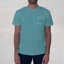 Load image into Gallery viewer, Front of Tee: This&lt;span&gt;&nbsp;&lt;/span&gt;&lt;em&gt;&lt;strong&gt;limited edition, collectible&lt;/strong&gt;&lt;/em&gt;&lt;span&gt;&nbsp;&lt;/span&gt;t-shirt features the front pocket design branded with the Original Oyster House pocket.
