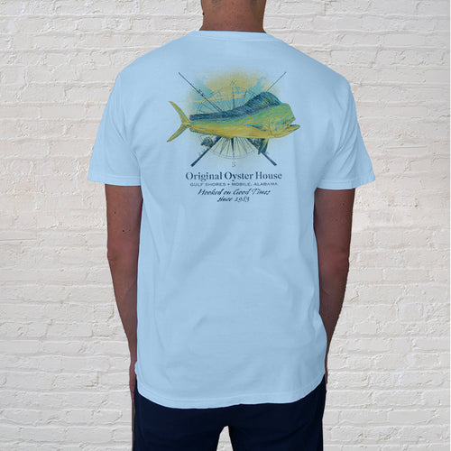 The Vintage Catch Hydrangea tee is a nice keepsake of your Gulf Coast visit.  This captivating Mahi Mahi illustration, featuring a vintage map and compass, will reel you in to good times. 