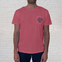 Load image into Gallery viewer, Live Oak Crimson Front: This limited-edition t-shirt features the front pocket design branded with the Original Oyster House.
