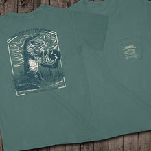 Load image into Gallery viewer, Front and Back Pocket Design: This Gator Grilling  Blue Spruce t-shirt is the perfect takeaway for your special grill master or any gator fan! This limited-edition, collectible t-shirt features the front pocket design branded with the Original Oyster House logo.
